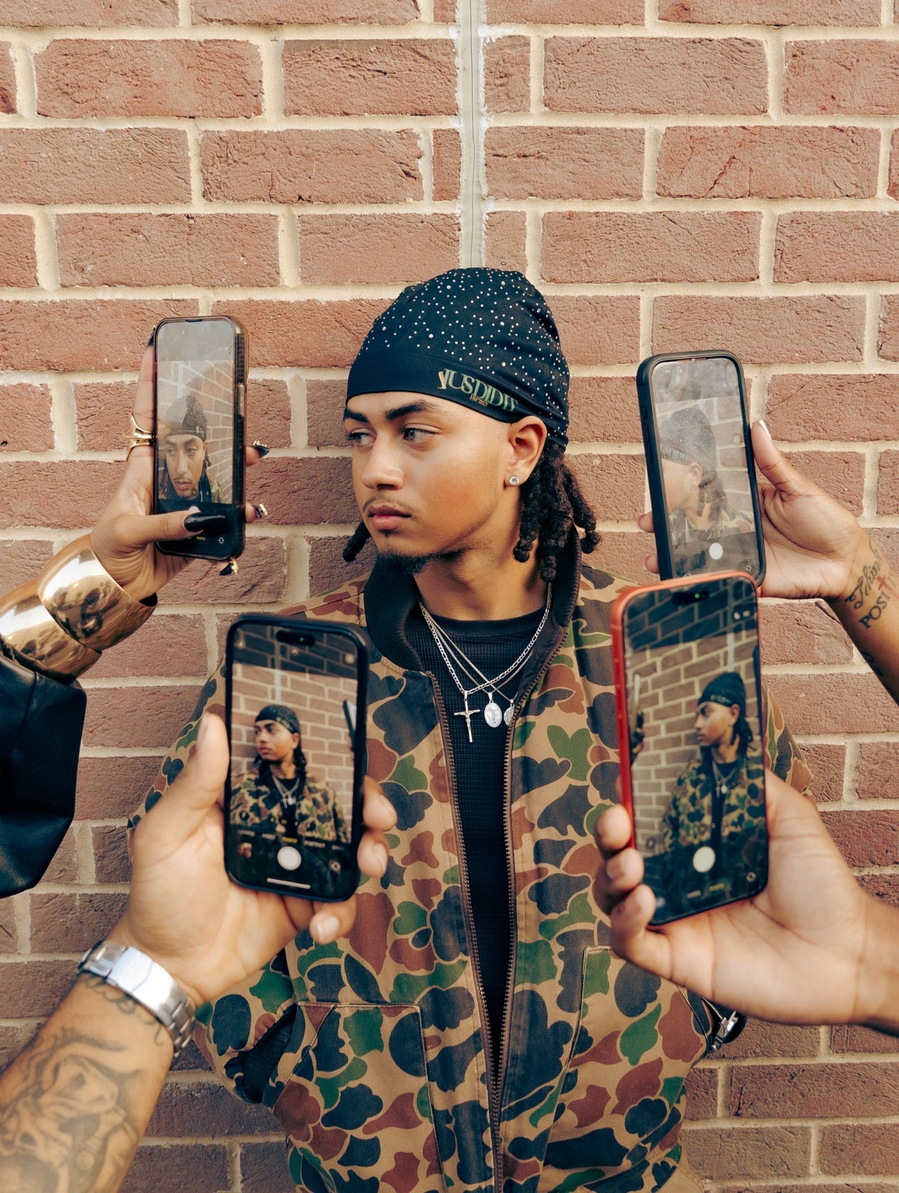 JusDidIt Rhinestone Satin Cap